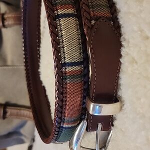 Vintage Brighton Santos Leather and Striped Woven Belt